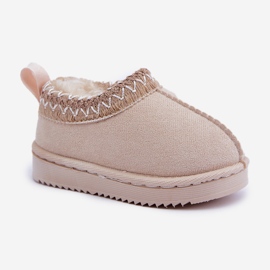 Barnsnöskor på plattformen, fodrad med päls, ljus beige 7