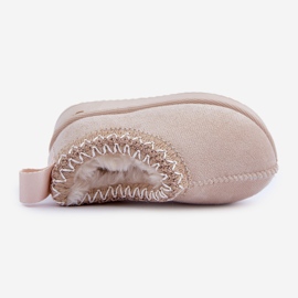 Barnsnöskor på plattformen, fodrad med päls, ljus beige 3