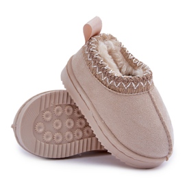 Barnsnöskor på plattformen, fodrad med päls, ljus beige 8