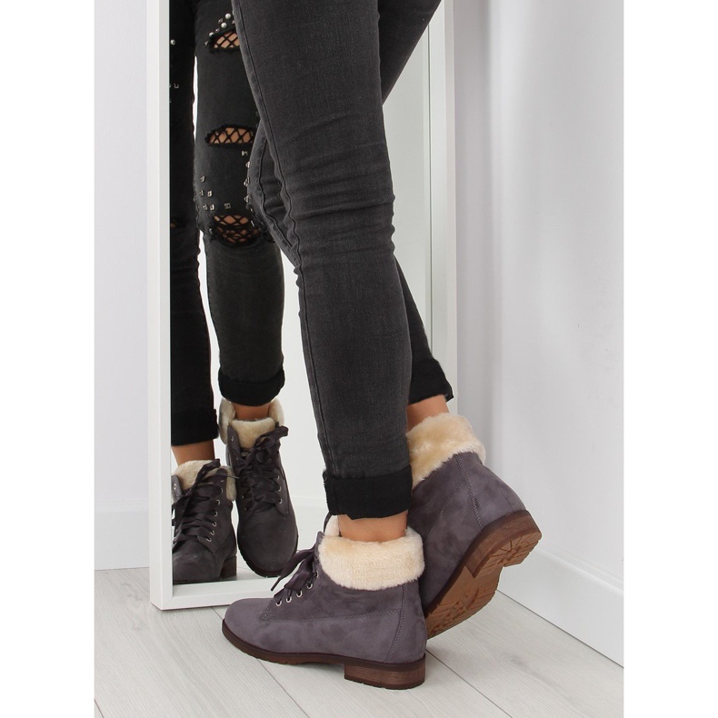 Grå Grå stövlar med snörning för kvinnor NC87 grå 1