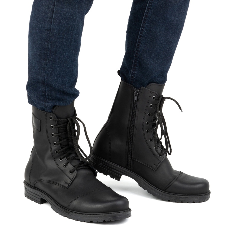 Polska högtoppade herrskor i läder 2118/2 POLBUT svart 1