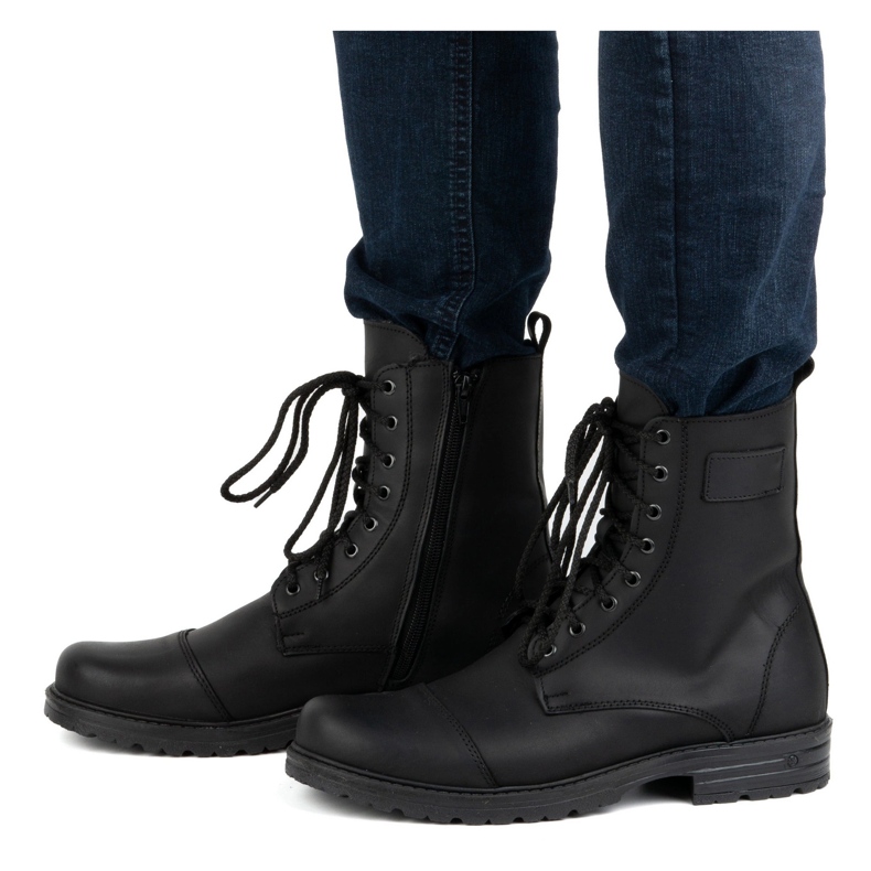 Polska högtoppade herrskor i läder 2118/2 POLBUT svart 2