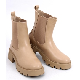 Chelsea boots med hög ovandel och khaki-beige päls 1
