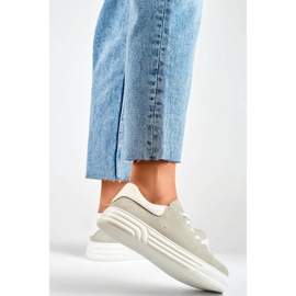 Sportskor i läder för dam, grå GD-XF-113G 1