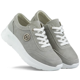 Skinnsneakers för kvinnor på plattformen, grå GD-XF-108G 1