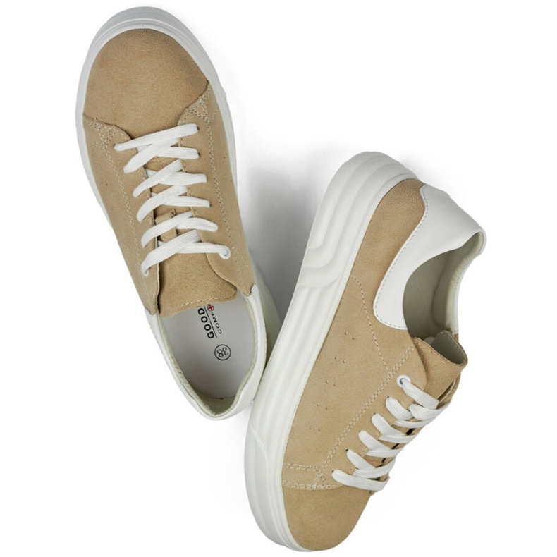 Goodin Beige sportskor i läder för dam GD-XF-113BE 2