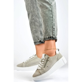 Goodin Damsportskor i läder på plattformen, grå GD-LX1001G 2