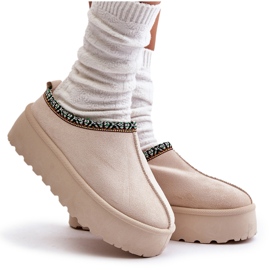 Damtofflor med broderi, ljusbeige 4