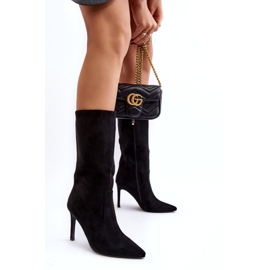 Joalice Damskor med hög klack i mitten av vaden Svart Odetteia 3