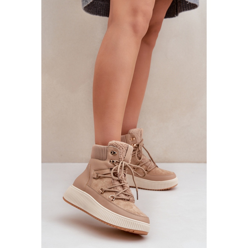 Isolerade snöstövlar för kvinnor MD9944-7 beige brun 1