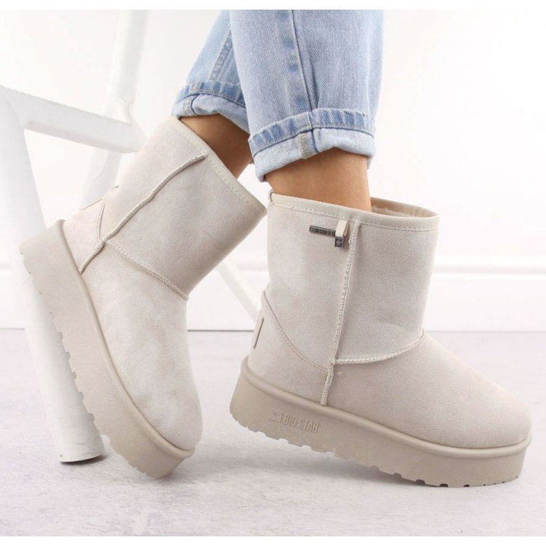 Big Star snöstövlar för kvinnor OO274897 med TEX-membran beige 2