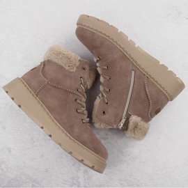 Rieker 70402-24 beige stövletter med päls 3