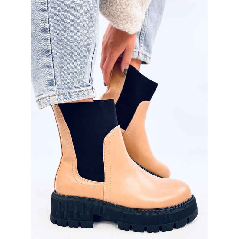 Beige Chelsea-stövlar med hög topp 1