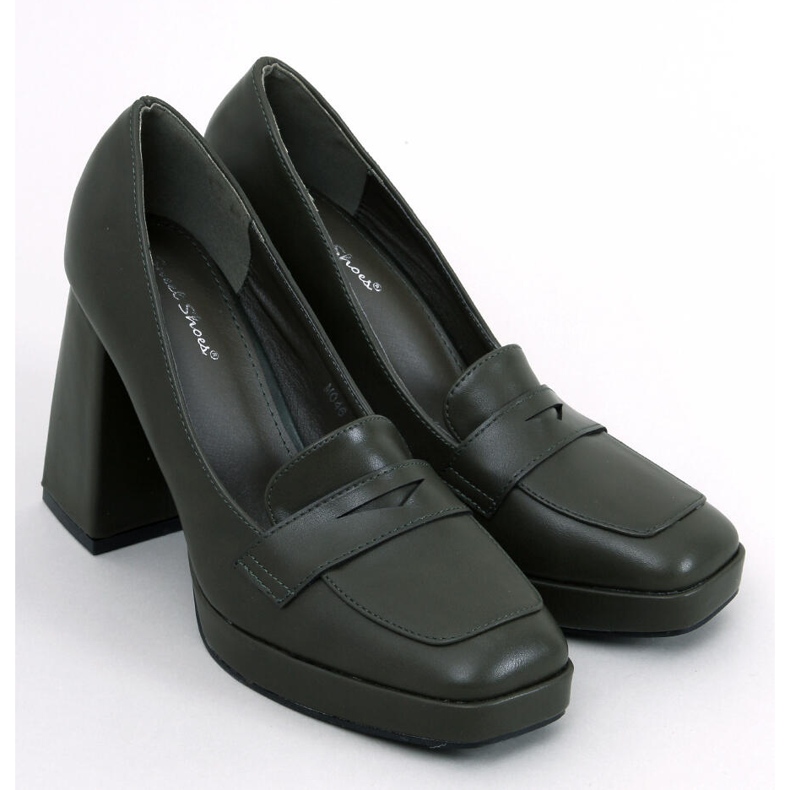 Högklackade pumps för kvinnor, gröna 1