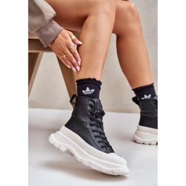 Läderisolerade sneakers på en massiv plattform Big Star OO274A599 Svart 2