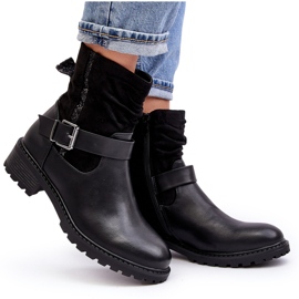 Erynn Platta stövlar för kvinnor med spänne, svarta 4
