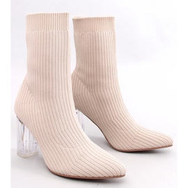 Beige sockboots med genomskinlig klack 1