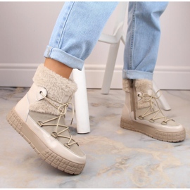 Filippo snöstövlar med päls lackerad beige päls 3