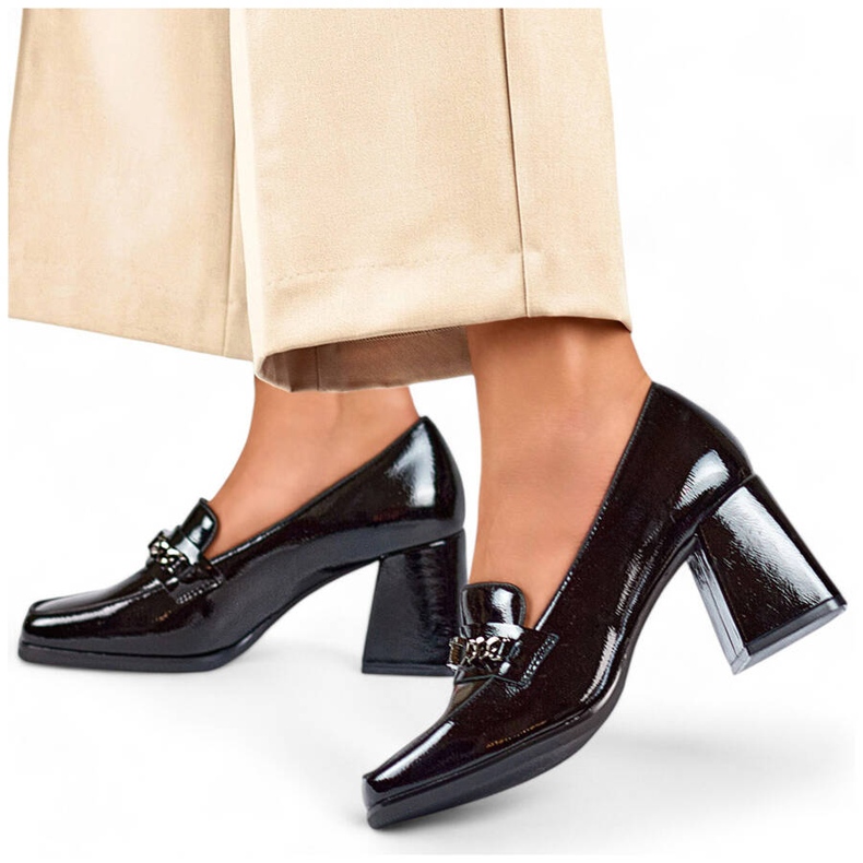 Svarta eleganta lackskor med höga klackar 24-12322B 1