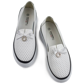 Goodin Genombrutna läderskor för kvinnor med tjock sula, vit GD-XF-103W 1