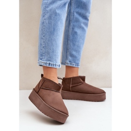 Bruna snöstövlar med låg plattform 2