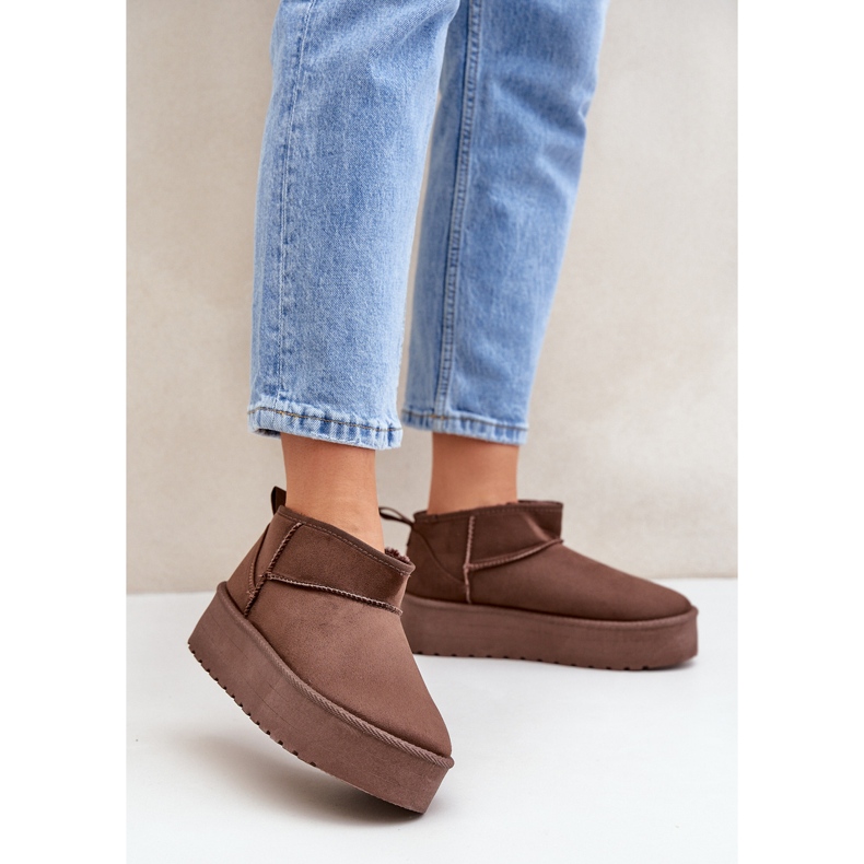 Bruna snöstövlar med låg plattform 2