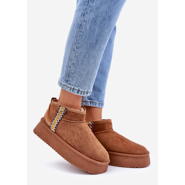 Plattformsnöskor med kamelmönster brun 1