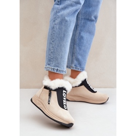 Ankelstövlar för damer med päls, beige 1