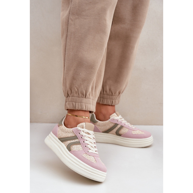 Damsneakers med flätad plattform Rosa/flerfärgad 2