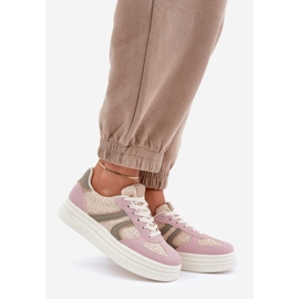 Damsneakers med flätad plattform Rosa/flerfärgad 1