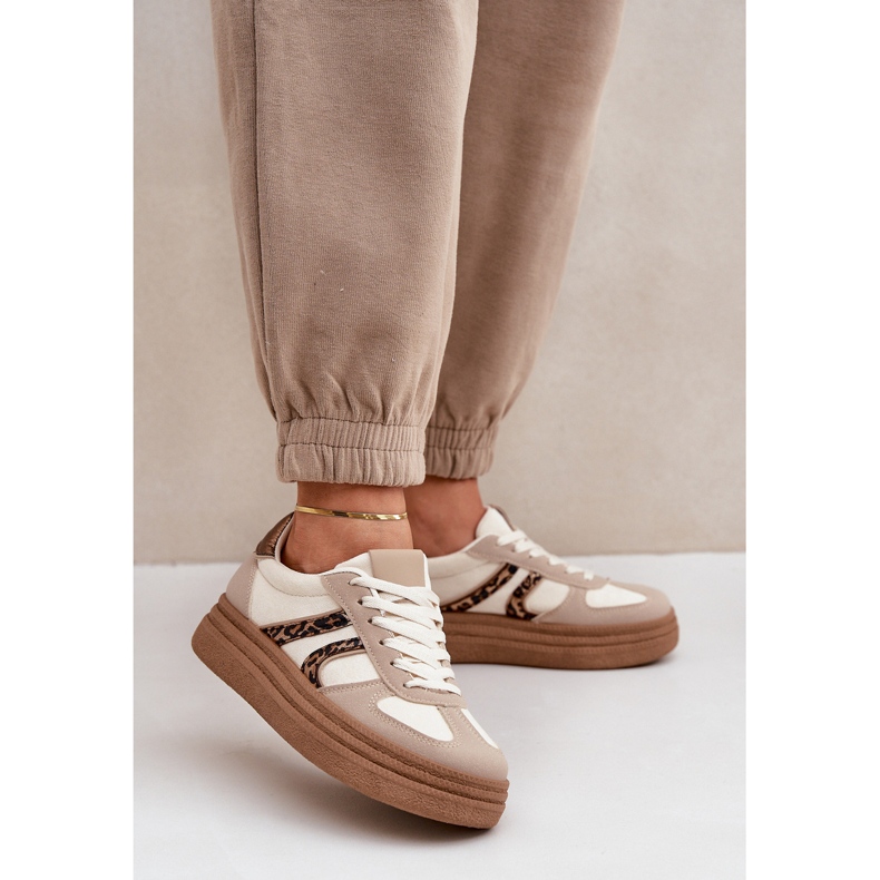 Platformsneakers dam, beige 2