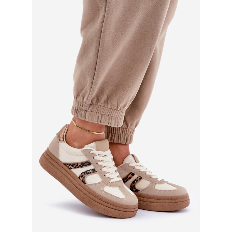 Platformsneakers dam, beige 1