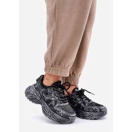 Sneakers för kvinnor med distress på plattformen, svarta 1