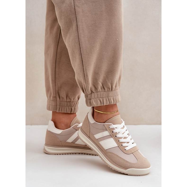 Låga sneakers för kvinnor, beige sneakers 2
