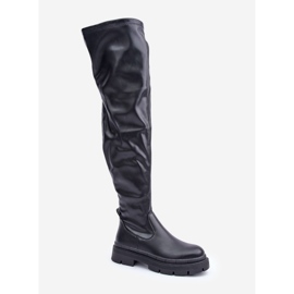 Over-the-knee boots med platt klack, svart 4