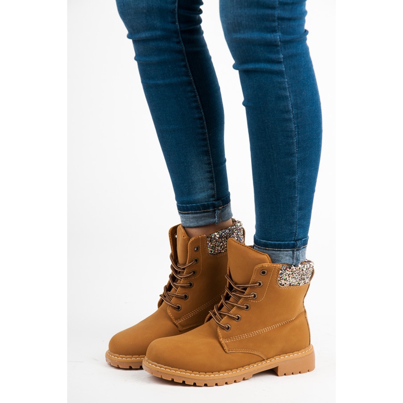 Trappers med glitter brun 2