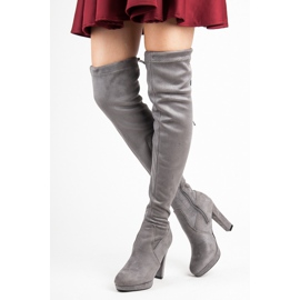 Vices Grå mocka lårstövlar 1