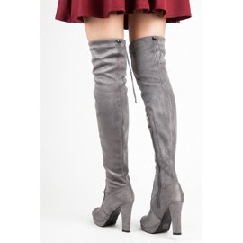 Vices Grå mocka lårstövlar 2