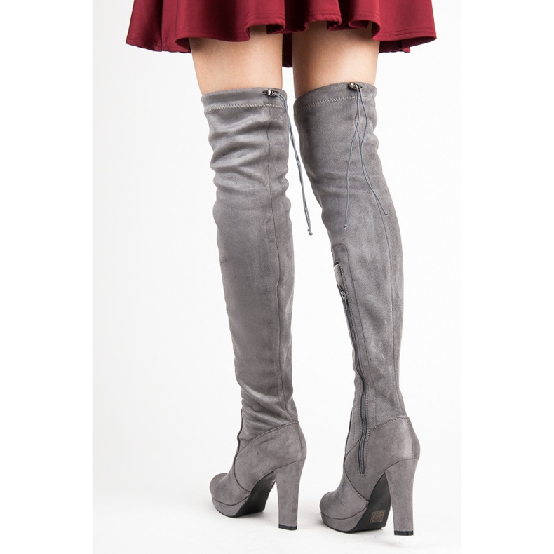 Vices Grå mocka lårstövlar 2