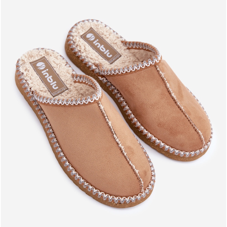 Inblu Kameltofflor för kvinnor med hembroderier brun 2