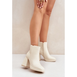 Eco Läder Ljus Beige Stövlar med hög klack 2