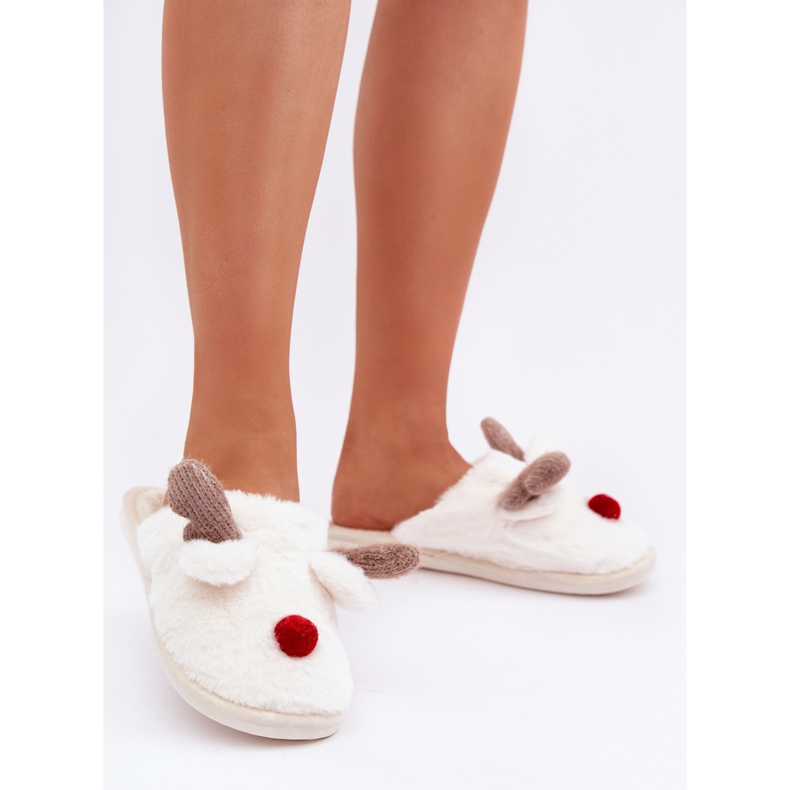 Dampälstofflor med renmotiv, vit 2