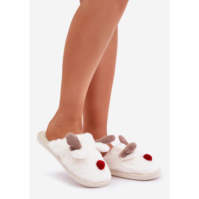 Dampälstofflor med renmotiv, vit 1