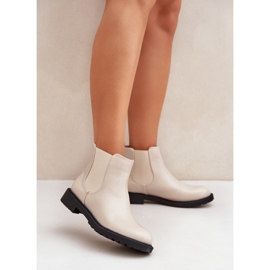 Beige Chelsea-stövlar för kvinnor med platt klack 1