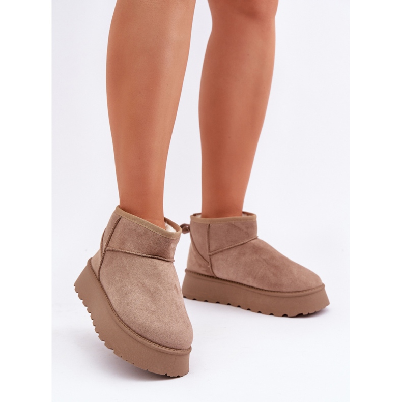 Snöskor för plattform för kvinnor, beige mocka 1