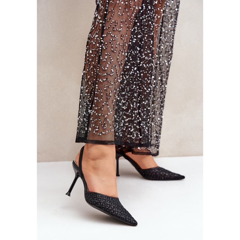 Modell Berilae B1639-202 Black Glitter höga klackar - Step in style svart 1
