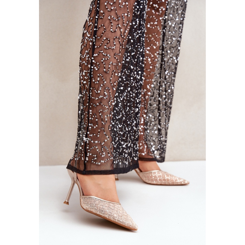 Modell Berilae B1639-202 Gold Glitter höga klackar - Step in style gul 1