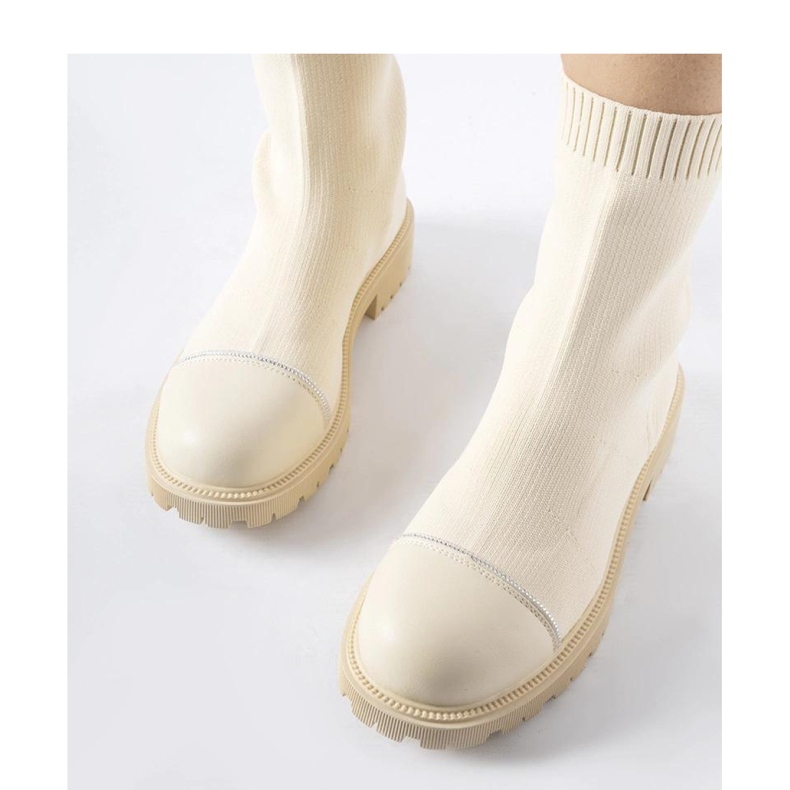 Beige strumpa ankelboots med strass Vail - Solea 1