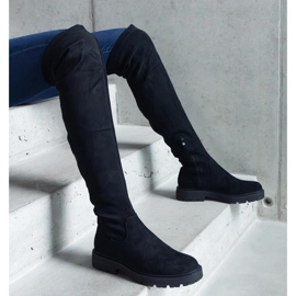 Svarta långa stövlar med platt sula från Tromi - Solea 2