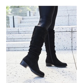 Svarta skrynkliga Angelico stövlar i ekomocka - Solea 1